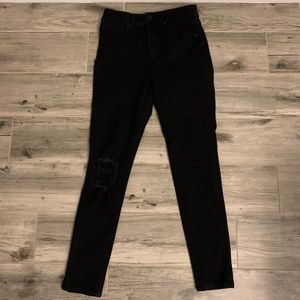 Express Black Distressed Skinny High Rise Jeans Size 2R